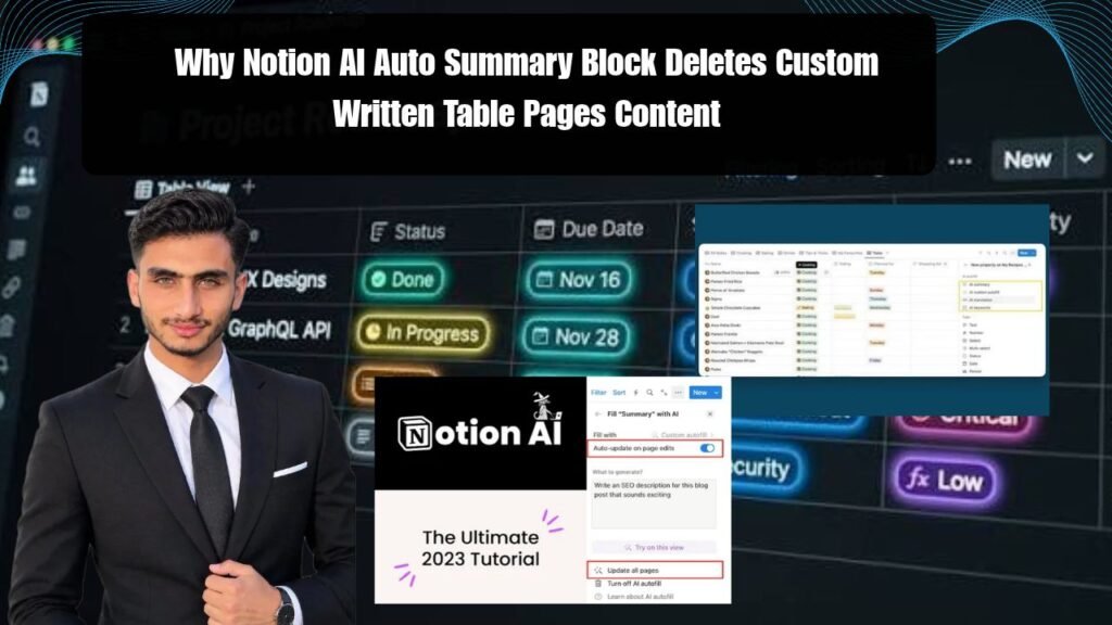 Why Notion AI Auto Summary Block Deletes Custom Written Table Pages Content